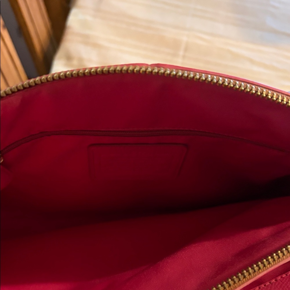 Coach Christie in cross grain leather Tan and Pink Shoulder Bag - Picture 7 of 16